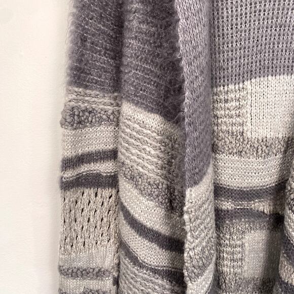 Dune Studios Italy Long Line Striped Knit Hooded Cardigan Sweater Large - Picture 2 of 7